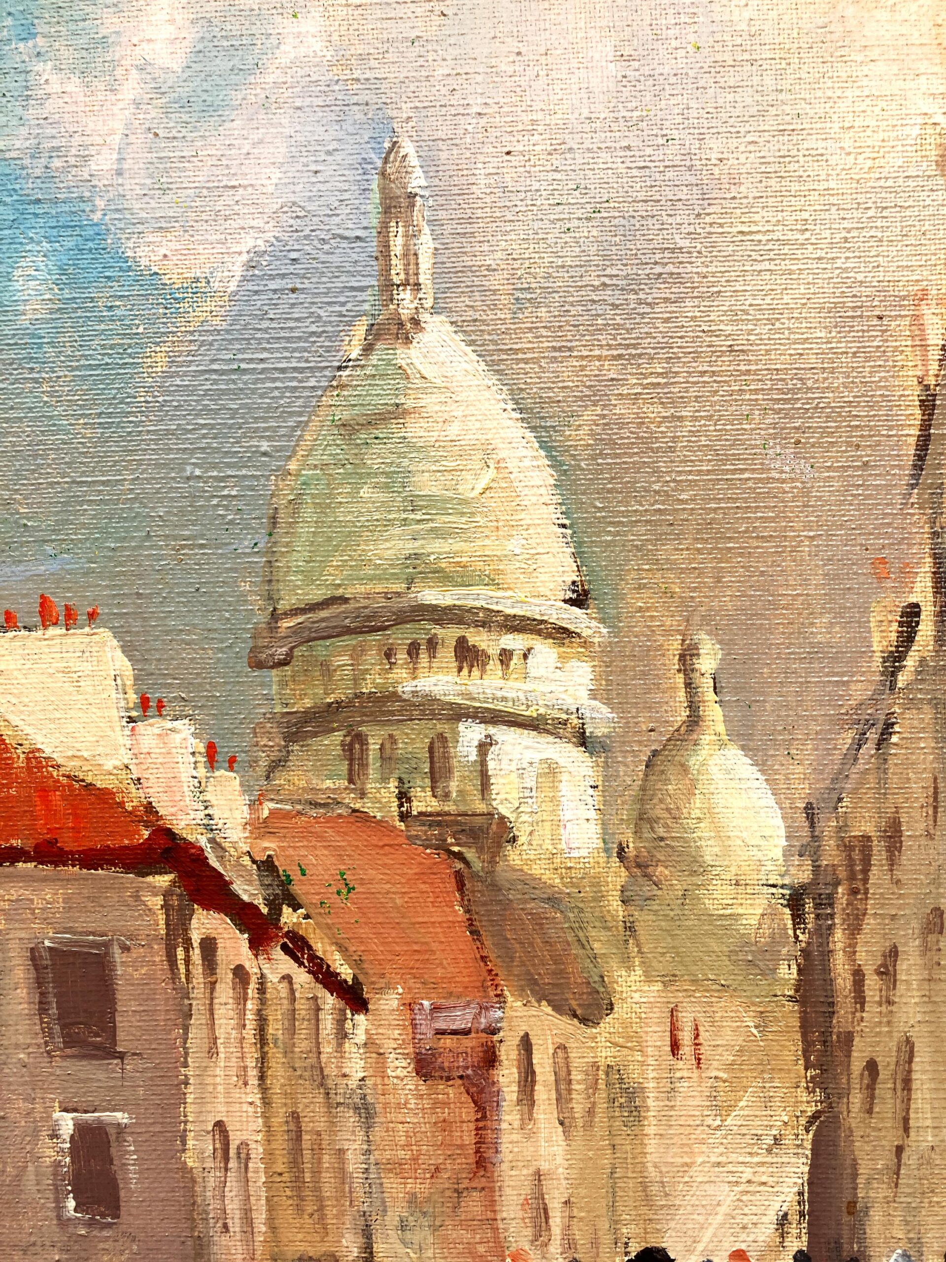 Original Danish oil painting, Paris street scene figures, mid century, Hans Bendix - Image 8
