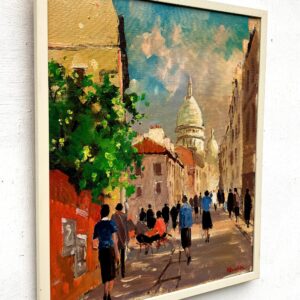 Original Danish oil painting, Paris street scene figures, mid century, Hans Bendix - Image 5