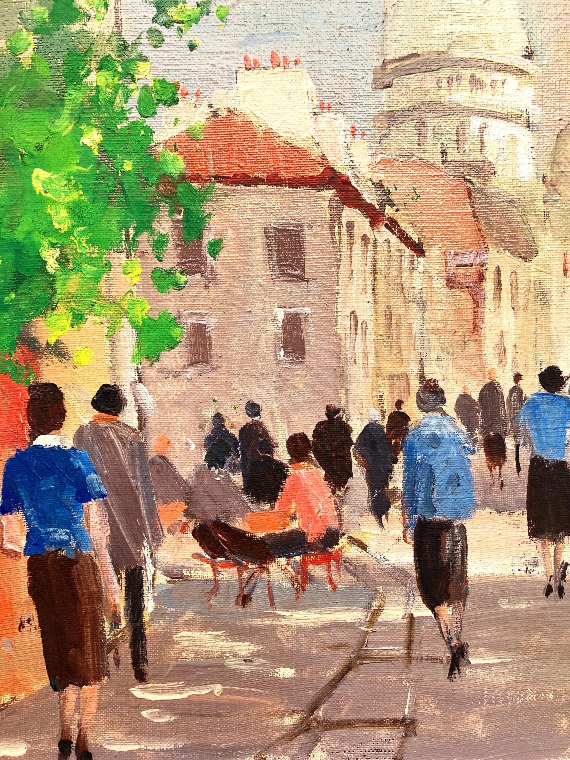 Original Danish oil painting, Paris street scene figures, mid century, Hans Bendix - Image 7
