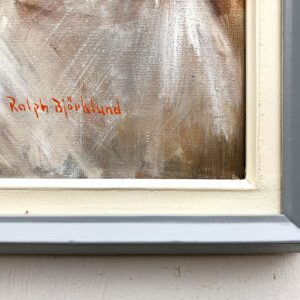 Original Swedish oil painting, Woman at window cityscape, Modernist figurative, scandi decor - Image 8