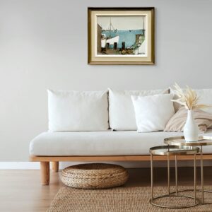 Fishing Harbor Oil Painting, Scandinavian Maritime Scene, 1977 - Image 3