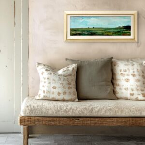Panoramic landscape painting, swedish oil painting fields, mid century scandinavian, farmhouse decor - Image 4