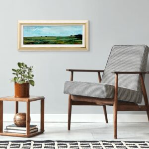 Panoramic landscape painting, swedish oil painting fields, mid century scandinavian, farmhouse decor - Image 3