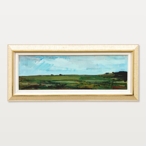 Panoramic landscape painting, swedish oil painting fields, mid century scandinavian, farmhouse decor