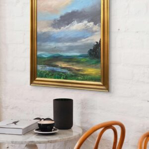 Vintage Danish Landscape Oil Painting, Birds and Dramatic Sky, Signed and dated 1969 - Image 2