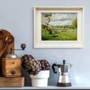 Danish landscape painting, cows in meadow, Scandinavian vintage oil painting, farmhouse wall decor - Image 2