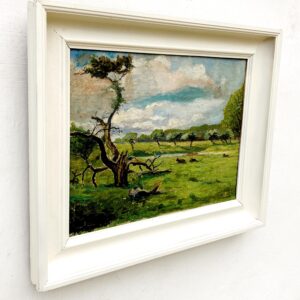 Danish landscape painting, cows in meadow, Scandinavian vintage oil painting, farmhouse wall decor - Image 4