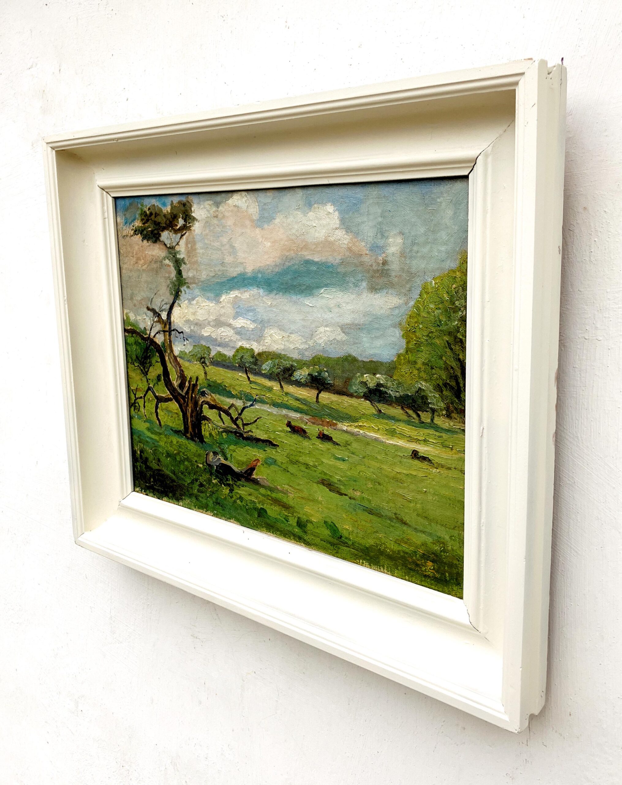 Danish landscape painting, cows in meadow, Scandinavian vintage oil painting, farmhouse wall decor - Image 5