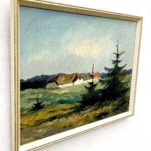 Original Danish Oil Painting, west coast farmhouse, mid century nordic, scandinavian wall art - Image 4