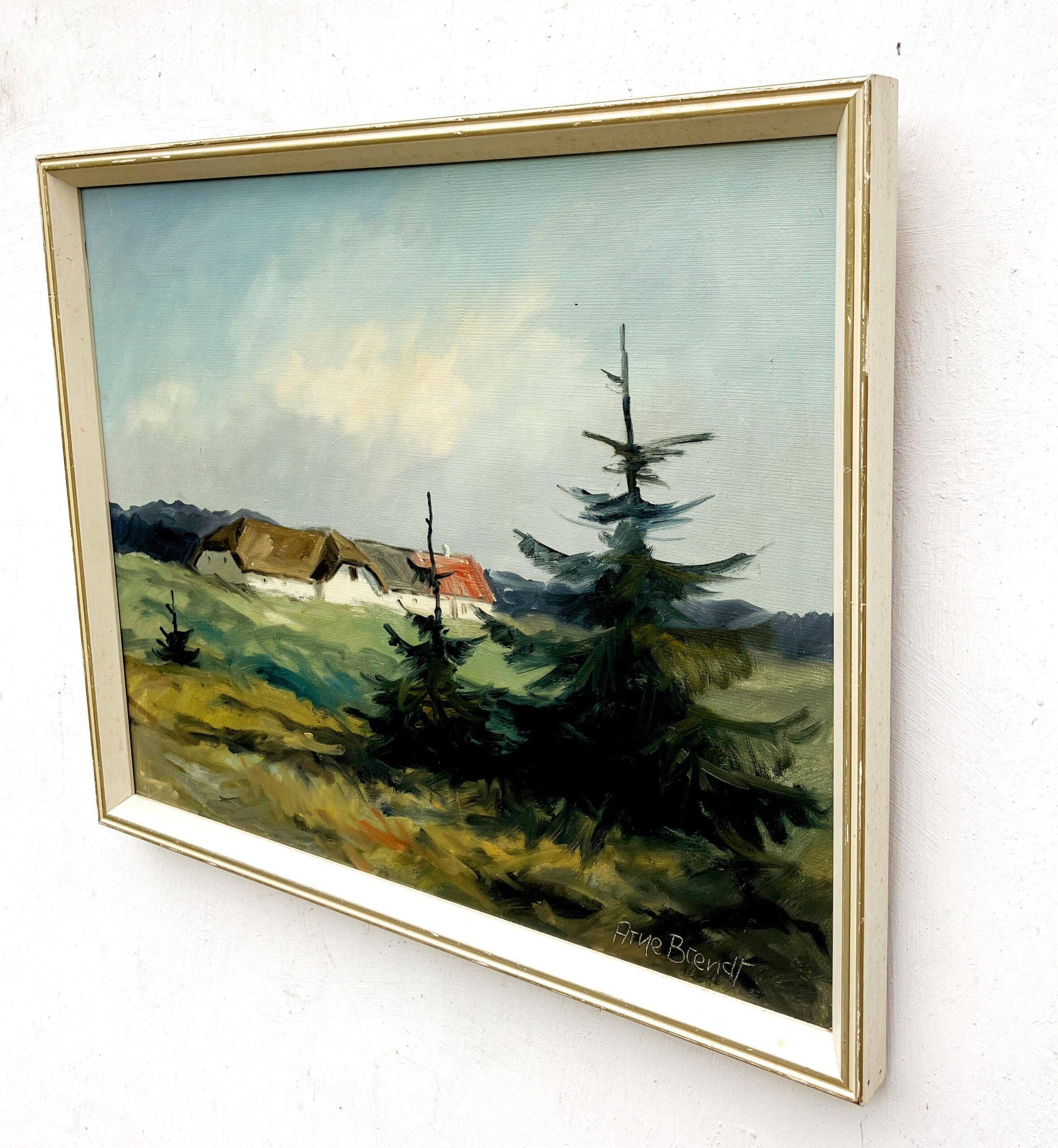 Original Danish Oil Painting, west coast farmhouse, mid century nordic, scandinavian wall art - Image 5