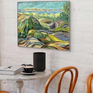Original Vintage Landscape Oil Painting: Textured Swedish Coastal Scene Wall Art - Image 3