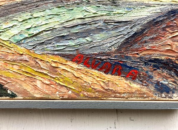 Original Vintage Landscape Oil Painting: Textured Swedish Coastal Scene Wall Art