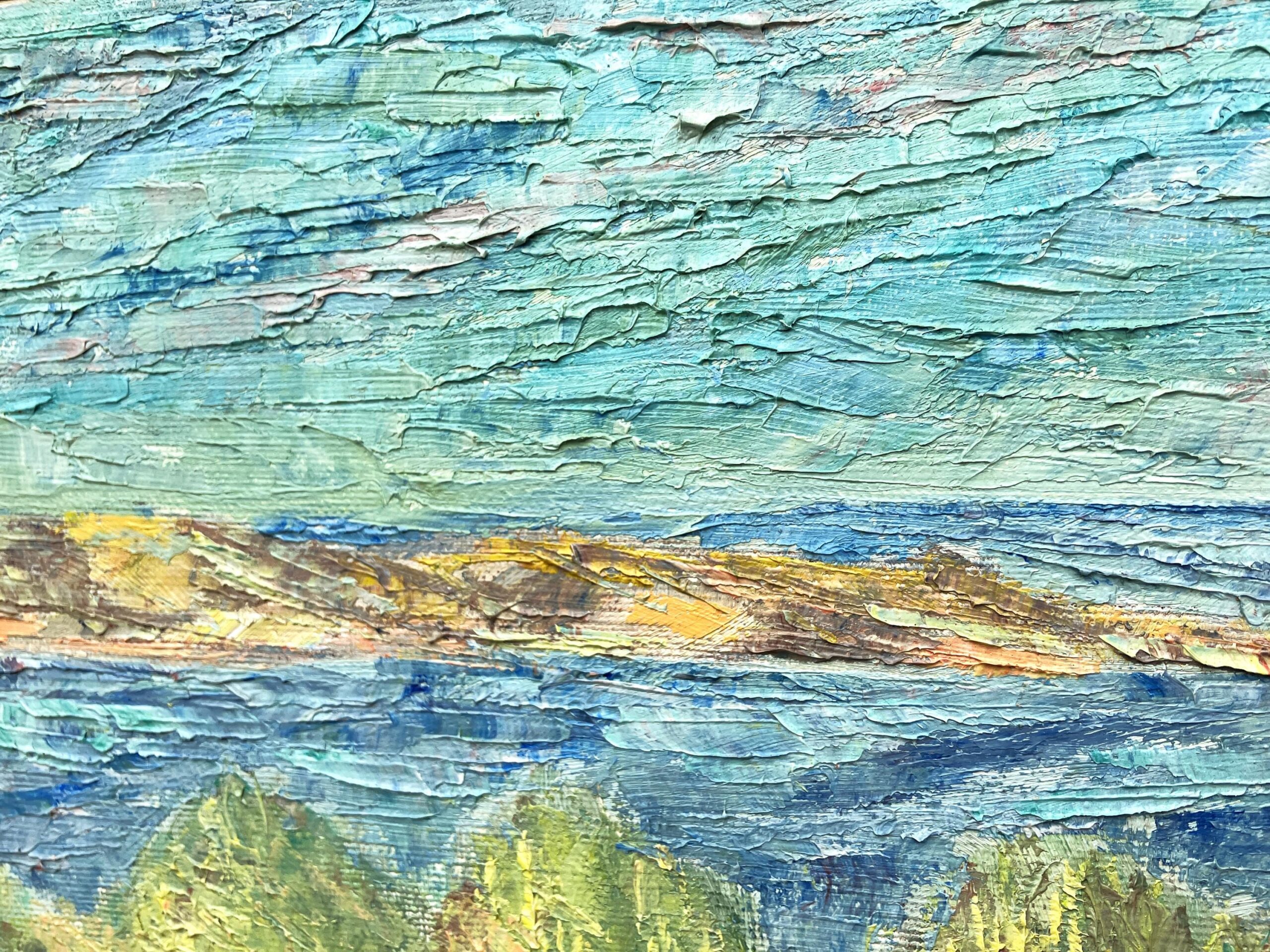 Original Vintage Landscape Oil Painting: Textured Swedish Coastal Scene Wall Art - Image 10