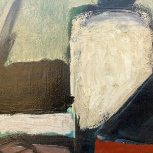 Original oil painting, Houses and road, Danish Modernist mid century, Nordic decor - Image 8