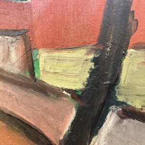 Original oil painting, Houses and road, Danish Modernist mid century, Nordic decor - Image 7