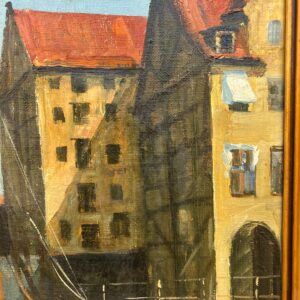 Original Danish oil painting, harbor boats, Mid Century, coastal wall art - Image 8