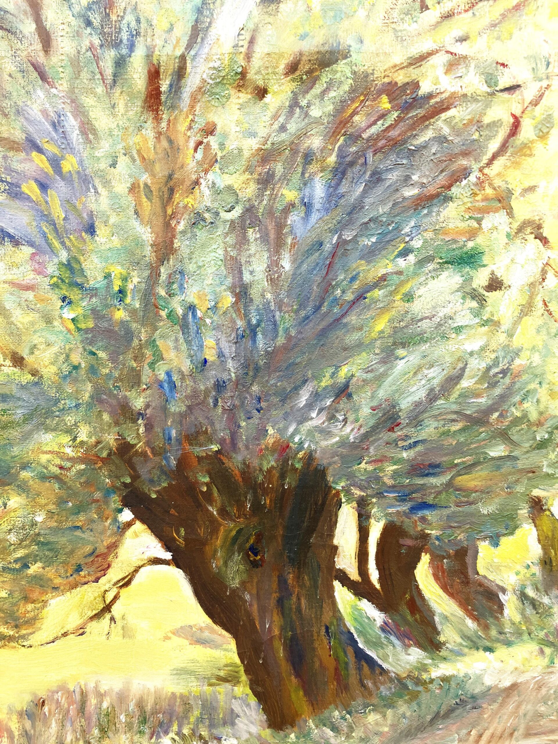 Original Danish oil painting, willow tree avenue, Mid Century, landscape wall art - Image 6