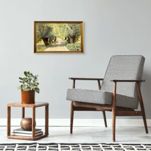 Original Danish oil painting, willow tree avenue, Mid Century, landscape wall art - Image 3