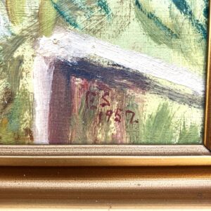 Original Danish oil painting, willow tree avenue, Mid Century, landscape wall art - Image 8