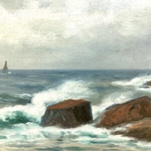 Original Swedish oil painting, seascape ship, early 1900s, coastal wall art - Image 4