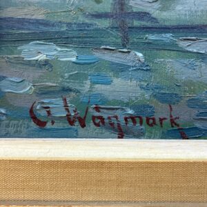 Large Original Swedish oil painting, canal scene Malmö, Mid Century, Scandinavian wall art - Image 9