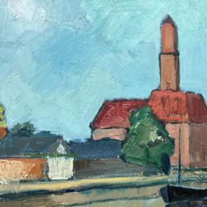 Large Original Swedish oil painting, canal scene Malmö, Mid Century, Scandinavian wall art - Image 8