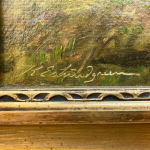Antique Danish oil painting, Karl Emil Lundgreen, coastal cows, Scandinavian wall art - Image 7