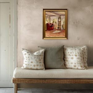 Original Danish oil painting, farmhouse interior, Mid Century, Scandinavian wall art - Image 3