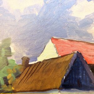 Original Swedish oil painting, Axel Hamborn, rural scene, Mid Century, Scandinavian art - Image 4