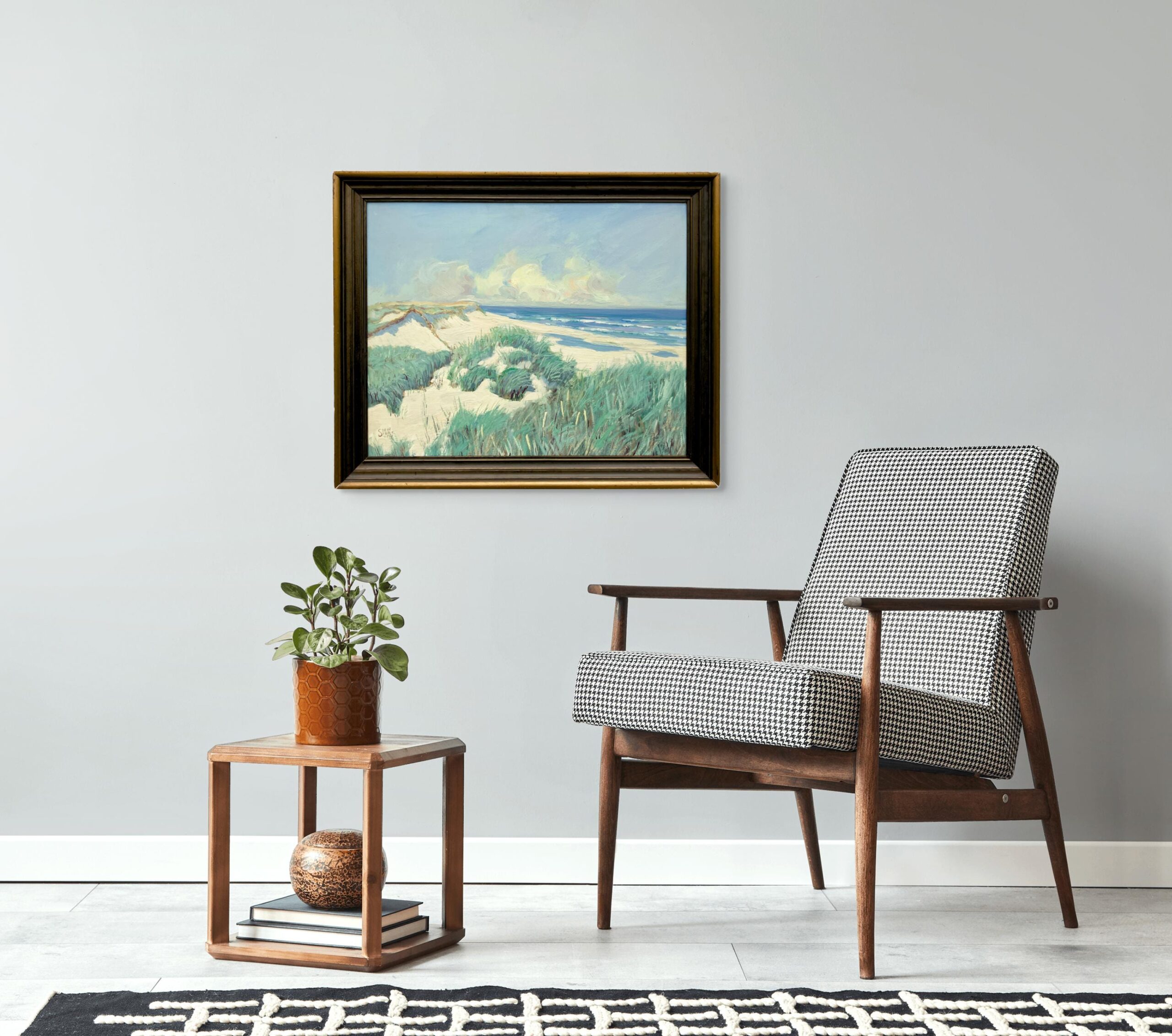 Original Swedish oil painting, coastal dunes, Mid Century, Scandinavian wall art - Image 2