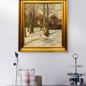 Original Danish oil painting, winter forest, 1930s, Scandinavian wall art - Image 2