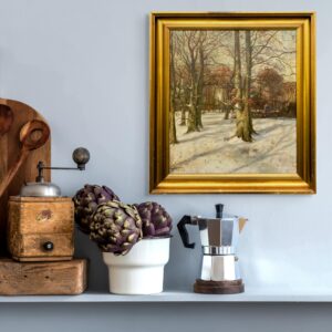 Original Danish oil painting, winter forest, 1930s, Scandinavian wall art - Image 3
