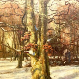 Original Danish oil painting, winter forest, 1930s, Scandinavian wall art - Image 6