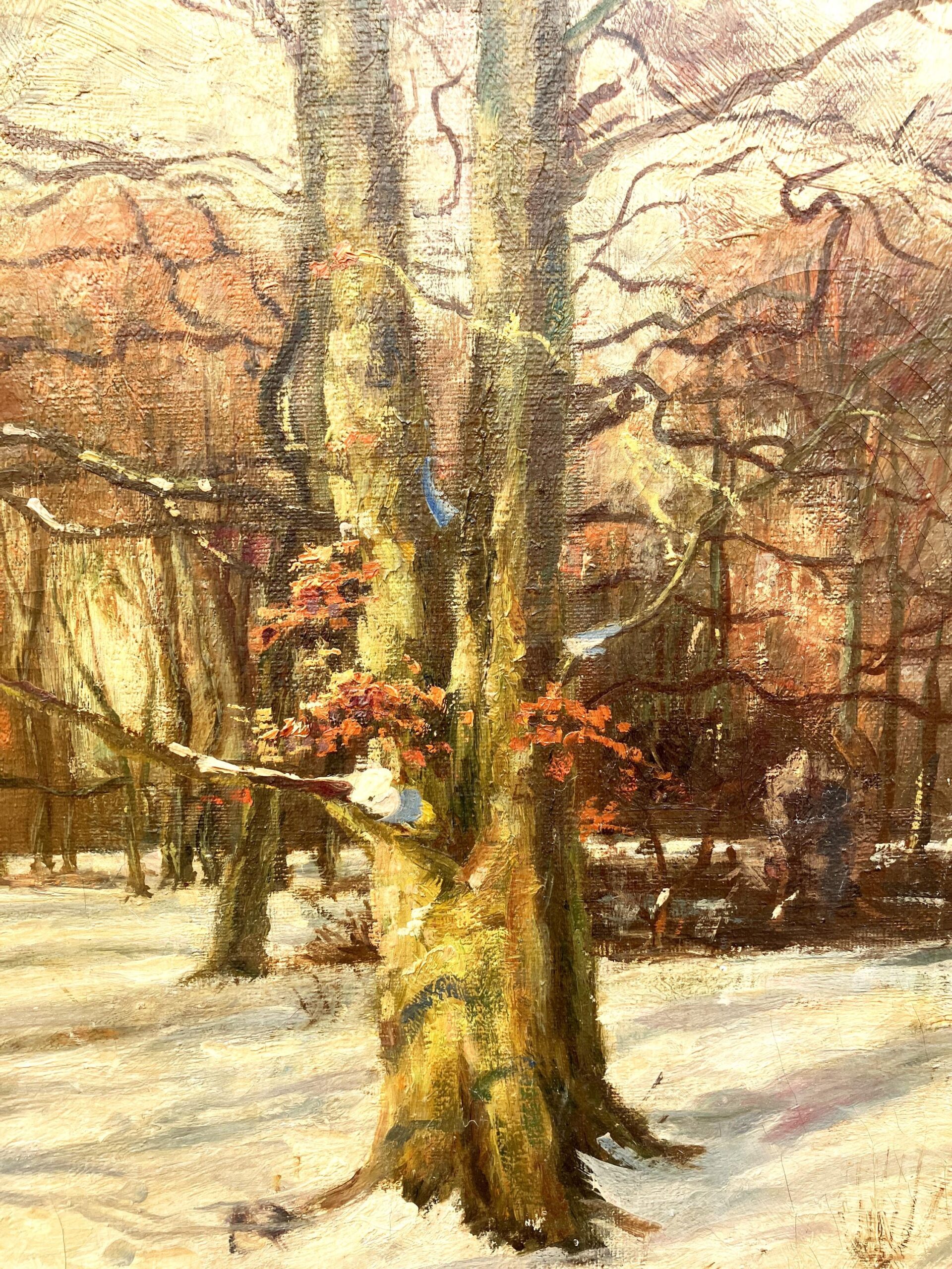 Original Danish oil painting, winter forest, 1930s, Scandinavian wall art - Image 6