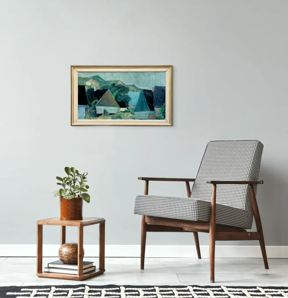 Original Swedish oil painting, coastal landscape, Mid Century, Scandinavian wall art, Carl Berndtsson