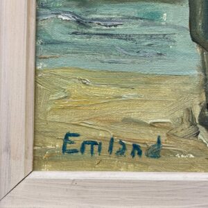 Original Swedish oil painting, fisherwomen seaside, Mid Century, Scandinavian wall art - Image 5