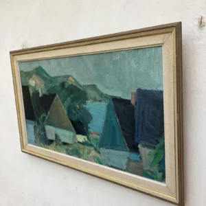 Original Swedish oil painting, coastal landscape, Mid Century, Scandinavian wall art, Carl Berndtsson - Image 3